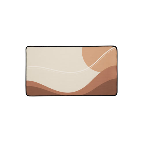 Dune desk mat, terracotta and sand dune artwork, 12 by 22 inches