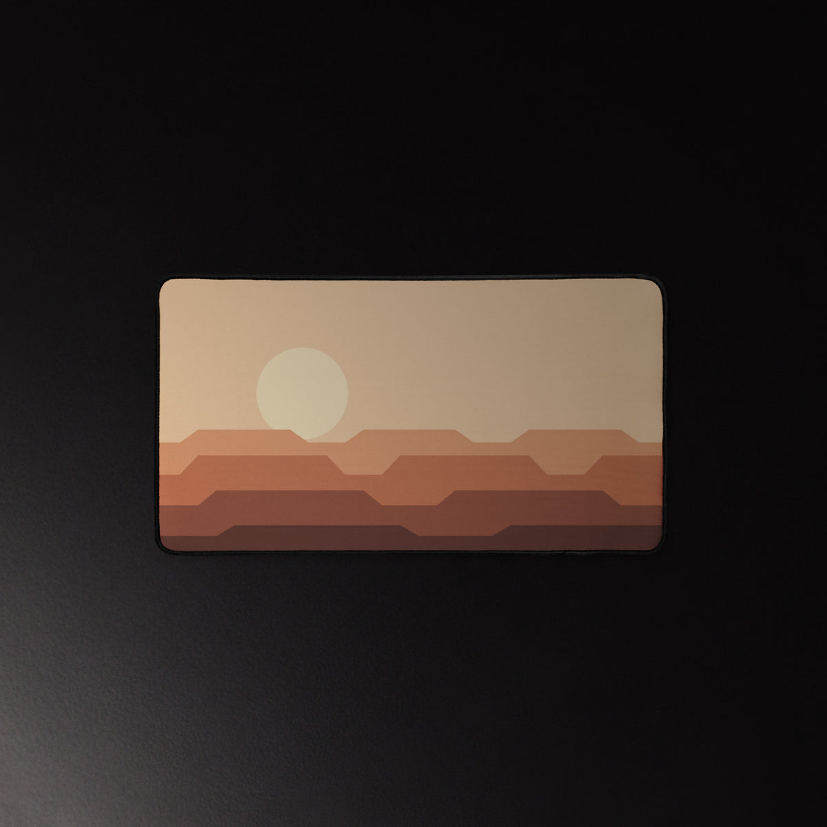Mesa Dusk desk mat, terracotta and rust desert mesas, 12 by 22 inches