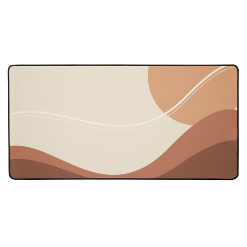 Dune desk mat, terracotta and sand dune artwork, 16 by 32 inches
