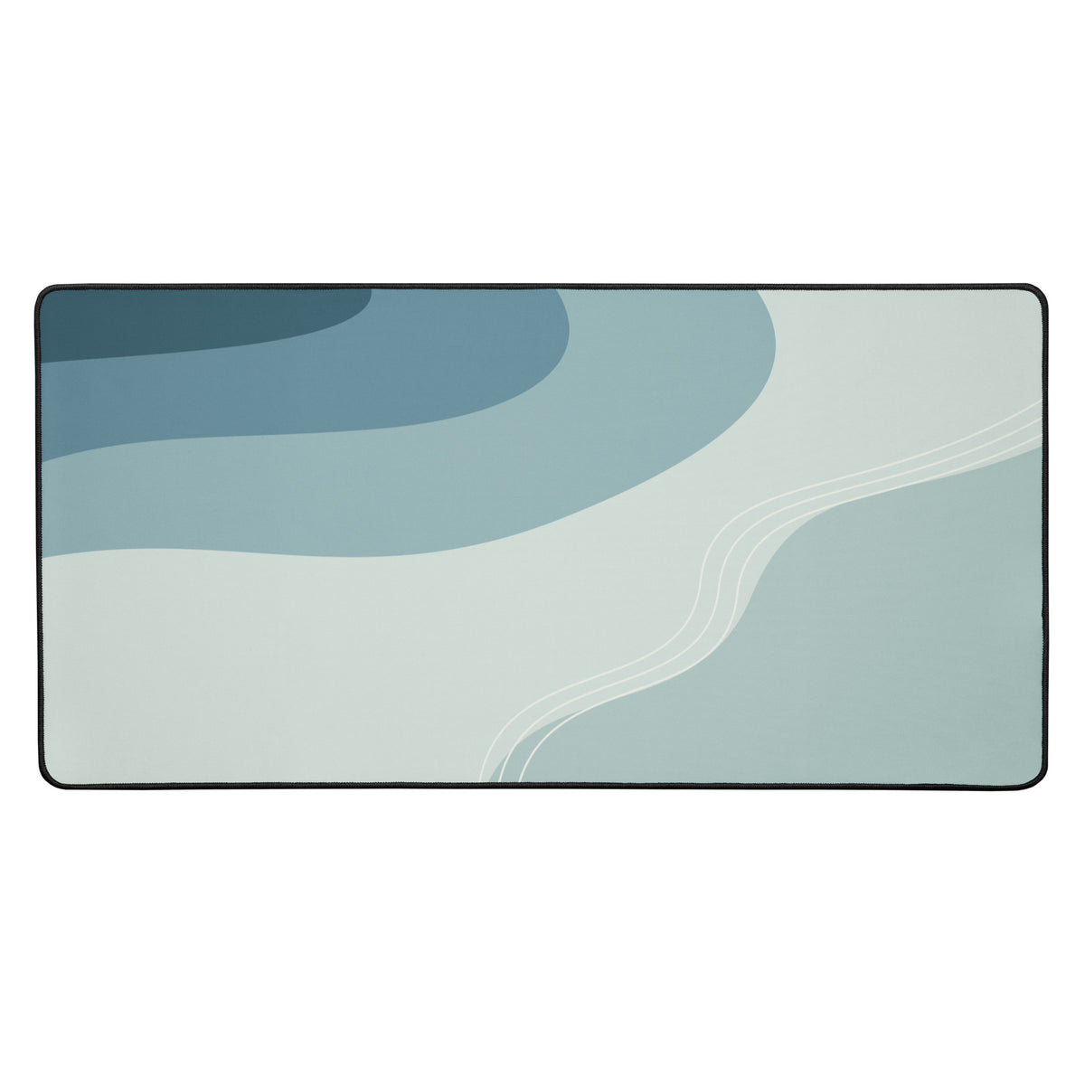 Tide desk mat, muted blue and pale green layers, 16 by 32 inches