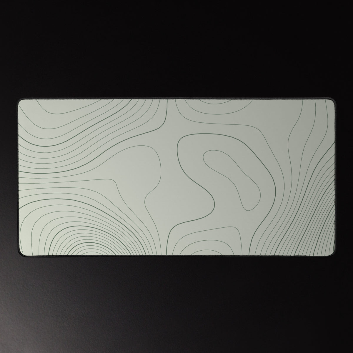 Sage Contour desk mat, sage topographic contour lines, 16 by 32 inches
