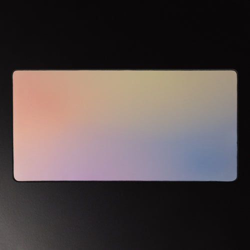 Dusk Haze desk mat, peach, butter and lilac gradient, 16 by 32 inches